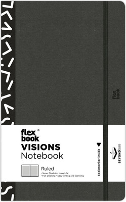 Flexbook Medium Size Visions Series 13 x 21 cms Notebook with Black Elastic Closure Ruled Fedrigoni Special Black Art Cover, A5 Notebook Ruled 192 Pages(Black)