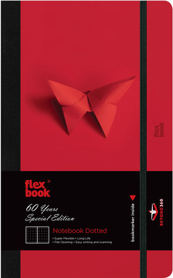 Flexbook Medium Size 13x21cm 60 Years Special Edition 85gsm Beyond 360 Degree Flexible Regular Notebook Dotted 192 Pages(Red)