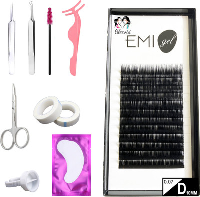 Gleevia Synthetic Black Eyelash Extension, 0.07-D10mm Classic Stable Curl (Combo Pack)(Pack of 1)