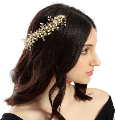 eyesphilic GOLD colure Beads and Crystals TIARA with Flexible Wire . (PACK OF 1) Hair Accessory Set(Gold)