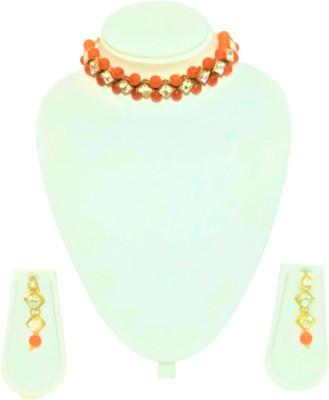 Divyanifashions Alloy Orange Jewellery Set(Pack of 1)