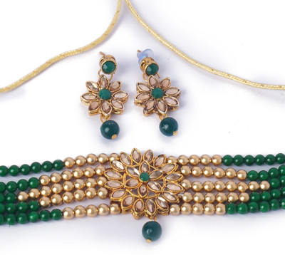 TWOLOVER Alloy Gold-plated Green Jewellery Set(Pack of 1)