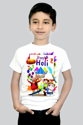 tifti Boys & Girls Graphic Print Cotton Blend Regular T Shirt(White, Pack of 1)