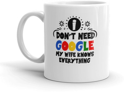 Prsky I don't need google my Wife knows everything Ceramic Coffee Mug(325 ml)