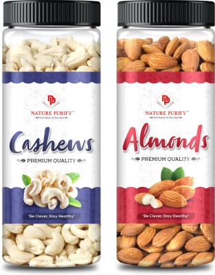 Nature Purify Dry Fruits Combo Almond 180g + Cashew 150g (Can Pack)- Premium Quality Almonds(2 x 175 g)