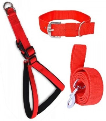 DYS Pets 1 inch Adjustable Harness Leash for Walking,Training,Comfortable Heavy Duty Dog Harness & Leash(Extra Large, Red, Black)