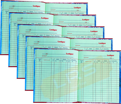 LRS Ledger Account Book Short Size - 21 * 17 cm - 80 GSM Ledger Paper - 58 Pages - Pack of 5 - 1-Part Ledger Book(1 Sets)