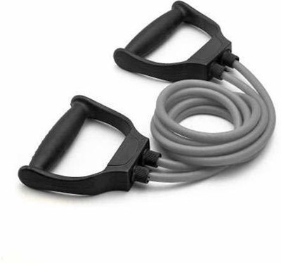 Xsurefit Resistance Tube with D Handle Double Rubber Toning Tube Home Gym Exerciser Resistance Tube(Grey)