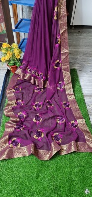 Stylish Sarees Embroidered Bollywood Georgette, Chiffon Saree(Purple)