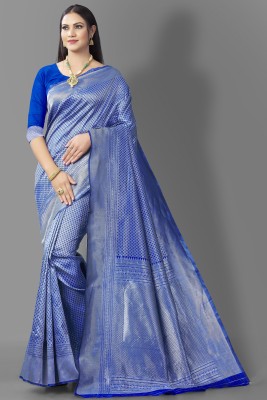 RYN ENTERPRISE Woven Banarasi Jacquard Saree(Blue)