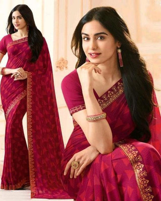peer store Floral Print Bollywood Georgette, Chiffon Saree(Pink)