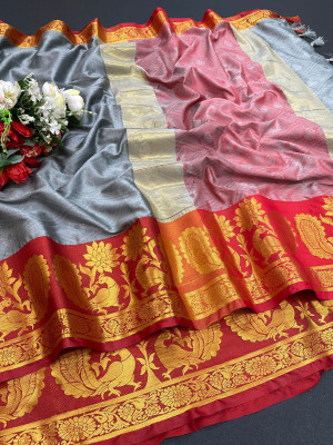 Rizanx Woven Dharmavaram Jacquard, Pure Silk Saree(Multicolor)