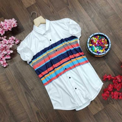 bollydolldesigner Men Printed Casual White Shirt