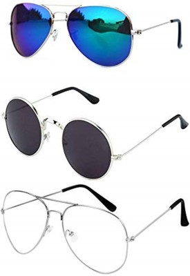 LAER Aviator, Round Sunglasses(For Boys & Girls, Blue, Black)