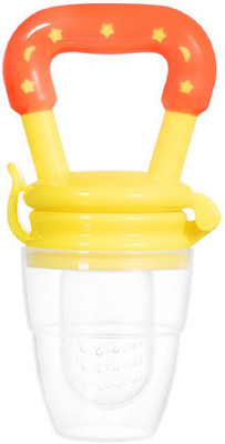 smilykid Soft Silicone Baby Fresh Fruit Food Nibbler Feeder Musical Star Rattle Teether Soother(Yellow)