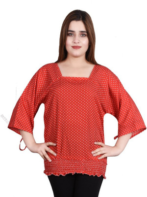 ATIMUNA Casual Printed Women Red Top