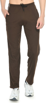 Indistar Solid Men Brown Track Pants