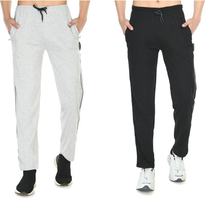 IndiWeaves Solid Men Black, Grey Track Pants