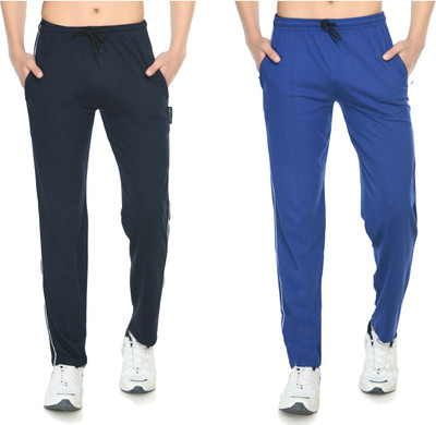 Indistar Solid Men Blue, Black Track Pants
