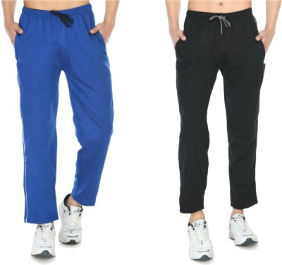 Indistar Solid Men Black, Blue Track Pants