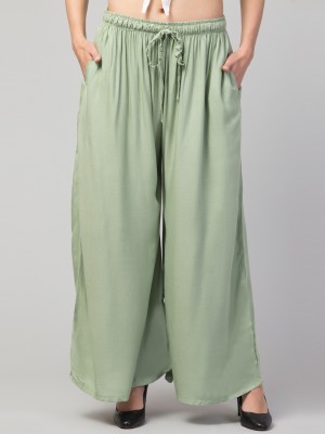 ENZ Relaxed Women Green Trousers