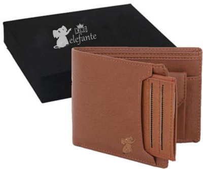 KING ELEFANTE Men Trendy, Formal Tan Genuine Leather Wallet(6 Card Slots)