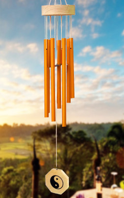 PARADIGM pictures 7 pipe windchime for home with positive energy - (GOOD SOUND) Wood Windchime(24 inch, Beige)