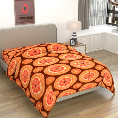PROZONE Floral Single Fleece Blanket for  Mild Winter(Polyester, Brown)