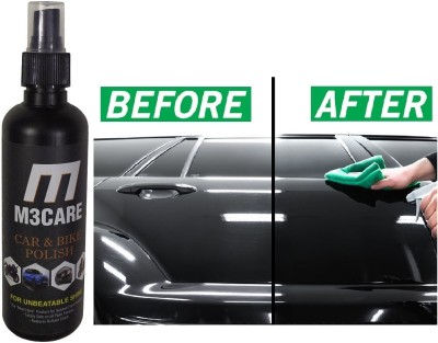 M3CARE Liquid Car Polish for Bumper, Metal Parts, Windscreen, Chrome Accent, Dashboard, Headlight, Exterior, Leather(200 ml, Pack of 1)