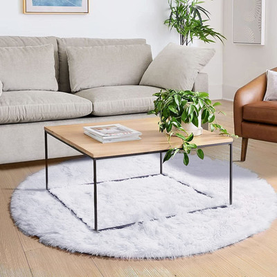 SPA Furnishing White Polyester Area Rug(5 ft,  X 5 ft, Oval)
