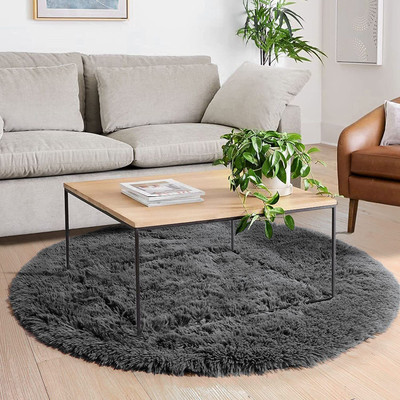 SPA Furnishing Grey Polyester Area Rug(6 ft,  X 6 ft, Oval)