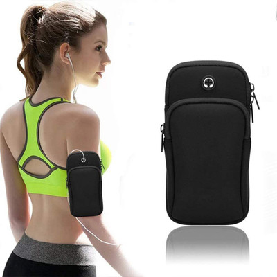 PINDIA Arm Band Case for Running for Gym Workout Jogging Exercise, Armband Pouch Phone Holder(Black)