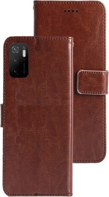 RK Seller Flip Cover for Xiaomi Redmi Note 10T 5G PU Leather Vintage Case with Card Holder and Magnetic Stand(Brown, Shock Proof, Pack of: 1)