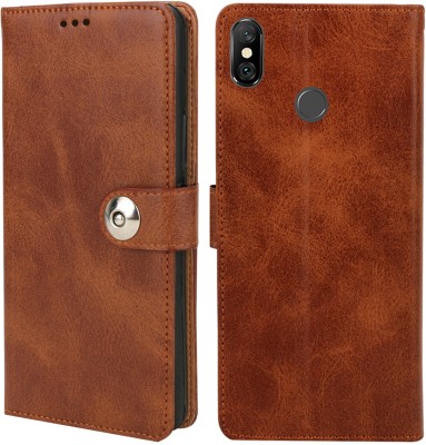 MG Star Flip Cover for Mi Redmi Note 5 Pro(Brown, Shock Proof, Pack of: 1)