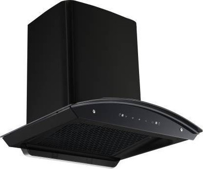 Hindware Oasis Black 60 Cm Wall Mounted Chimney,Filterless + 12 Water Bottle Auto Clean Wall Mounted Chimney (Black 1200 CMH)