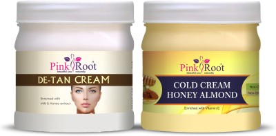 PINKROOT De-Tan Cream 500g with Honey Almond Cold Cream 500g Combo(2 Items in the set)