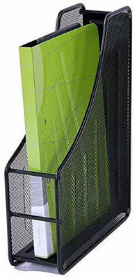 SUPERMALL 1 Compartments Metal Mesh Office Papers, Letters ,Folders ,Magazine Holder Storage Stand(Black)
