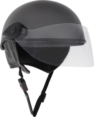 Sage Square Multi-Purpose Half Helmet Motorsports Helmet(Grey Glossy)