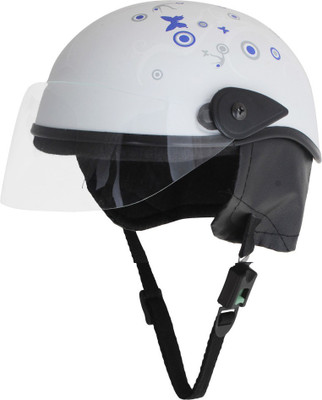Sage Square Multi-Purpose Half Helmet Motorsports Helmet(White Glossy Red Decal)