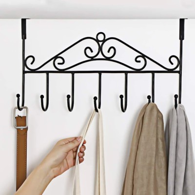 RZONE Premium Metal 7 Hook Door Hanger for Kitchen, Living Room & Bedroom Accessories Organizer, Scarf Organizer, Regular Organizer