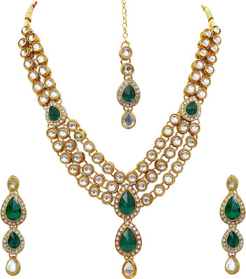 Chrishan Alloy Gold-plated White, Green Jewellery Set(Pack of 1)