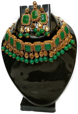 shivay Alloy Gold-plated Green, Gold Jewellery Set(Pack of 1)