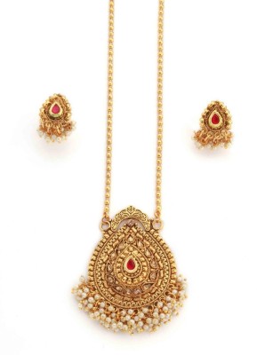 Untouched Brass, Metal, Stone, Alloy Gold-plated Gold Jewellery Set(Pack of 1)