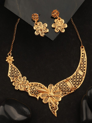 piah fashion Alloy Gold-plated Gold Jewellery Set(Pack of 1)