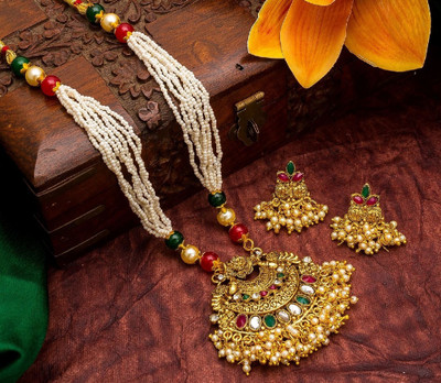 Untouched Shell, Brass, Stone, Alloy Gold-plated Multicolor Jewellery Set(Pack of 1)
