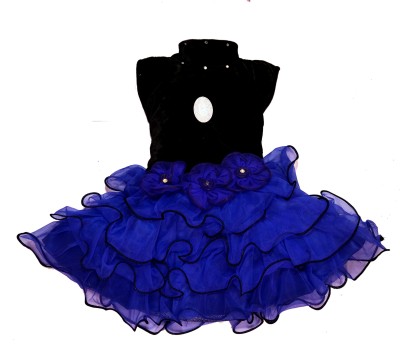 try best Baby Girls Midi/Knee Length Festive/Wedding Dress(Dark Blue, Sleeveless)