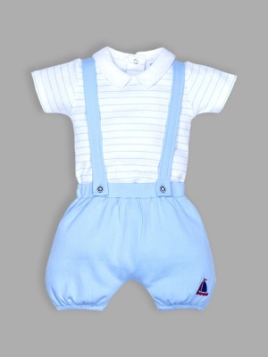 Baby Go Dungaree For Baby Boys Casual Striped, Solid Pure Cotton(Light Blue, Pack of 1)