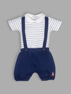 Baby Go Dungaree For Baby Boys Casual Striped, Solid Pure Cotton(Dark Blue, Pack of 1)