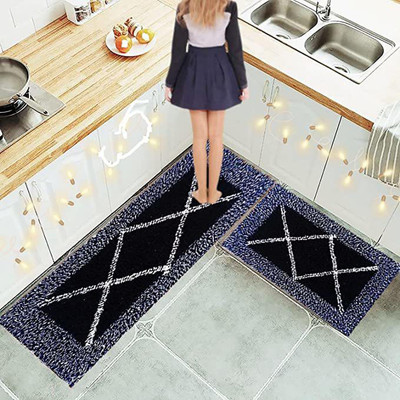 Anant Cotton Floor Mat(Blue, Large, Pack of 2)