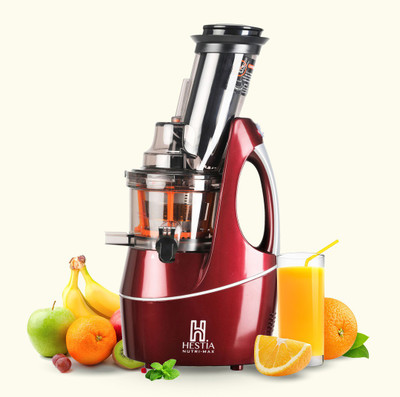 Hestia Nutri-Max Cold Press Slow Juicer Standard Series, 2 Strainers 240 Juicer (2 Jars, Wine-red)